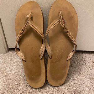 Flirty braided rainbow sandals